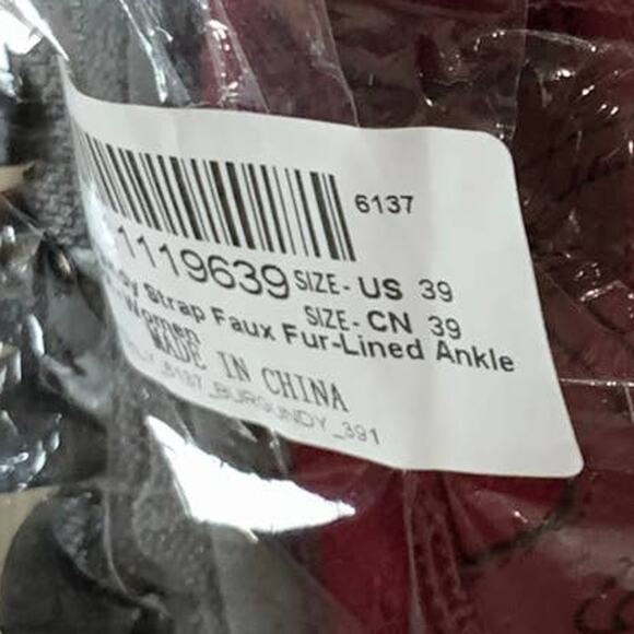 High-Top Boot Size 8 Burgundy & Purple Faux Fur Lined Fashion Shoes - Picture 10 of 11